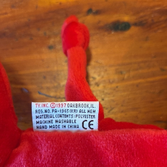 Ty Pillow Pal RED The Plush Bull With White Horns 14" Long Retired 1997 Has Tag - Picture 5 of 6